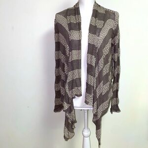 About a girl semi-sheer open front striped cardigan brown ivory women’s medium